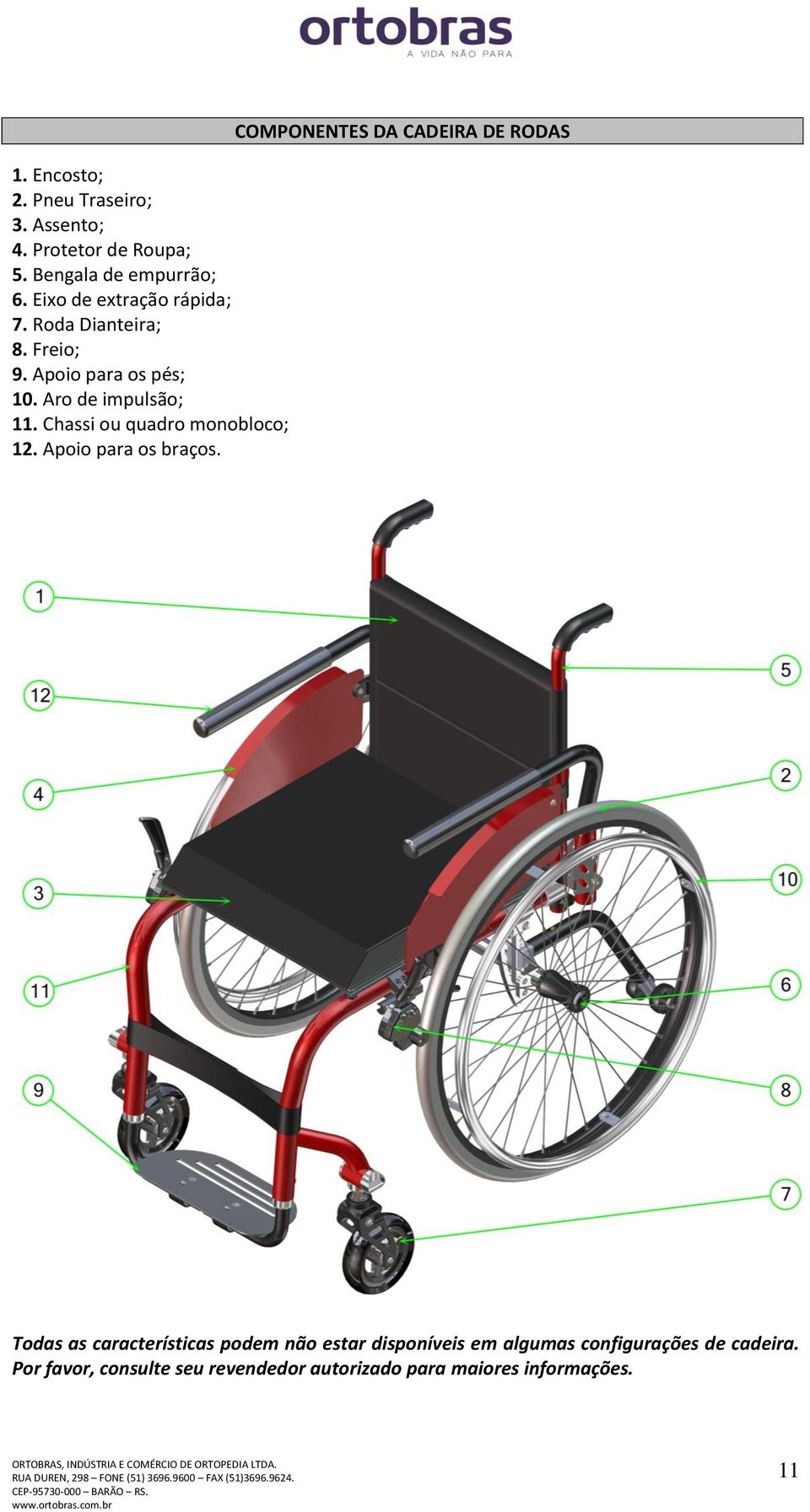 Chassi ou quadro monobloco; 12. Apoio para os braços.