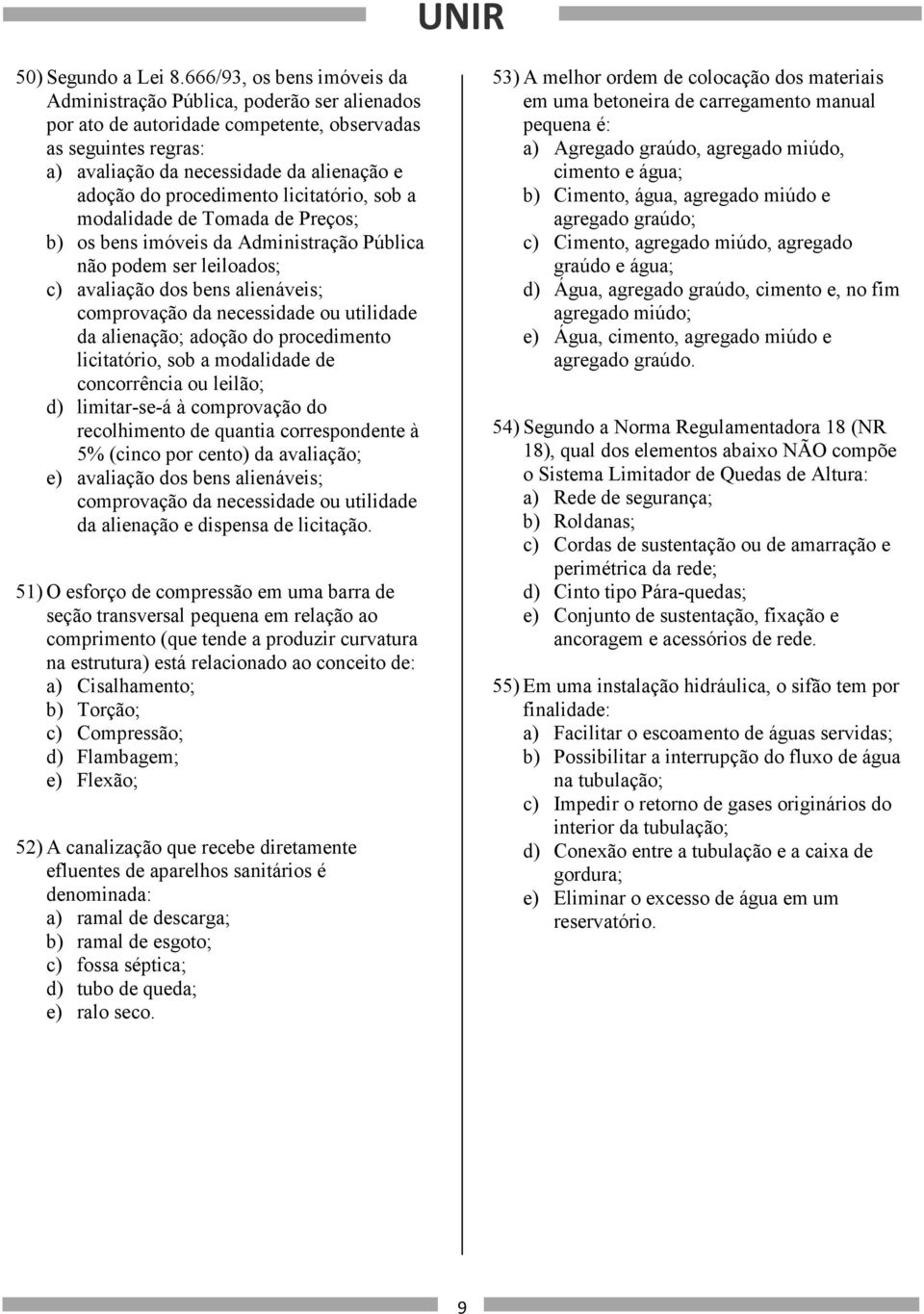 procedimento licitatório, sob a modalidade de Tomada de Preços; b) os bens imóveis da Administração Pública não podem ser leiloados; c) avaliação dos bens alienáveis; comprovação da necessidade ou