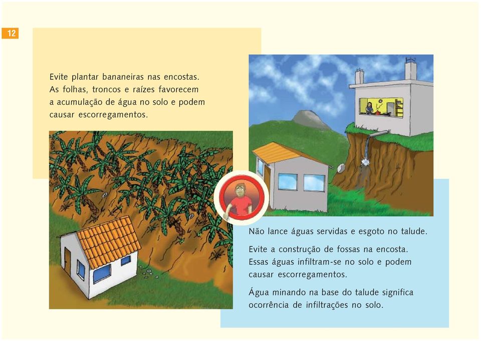 escorregamentos. Não lance águas servidas e esgoto no talude.