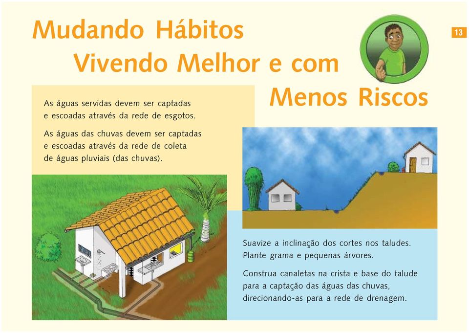 Menos Riscos 13 As águas das chuvas devem ser captadas e escoadas através da rede de coleta de águas pluviais