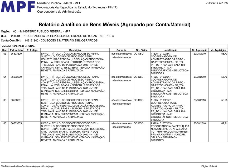 REVISTA, AMPLIADA E ATUALIZADA 64 36503630 LIVRO - - TÍTULO: CÓDIGO DE PROCESSO PENAL - a OCIOSO 11625-01002547 - SUBTÍTULO: CÓDIGO DE  REVISTA, AMPLIADA E ATUALIZADA 65 36503631 LIVRO - - TÍTULO: