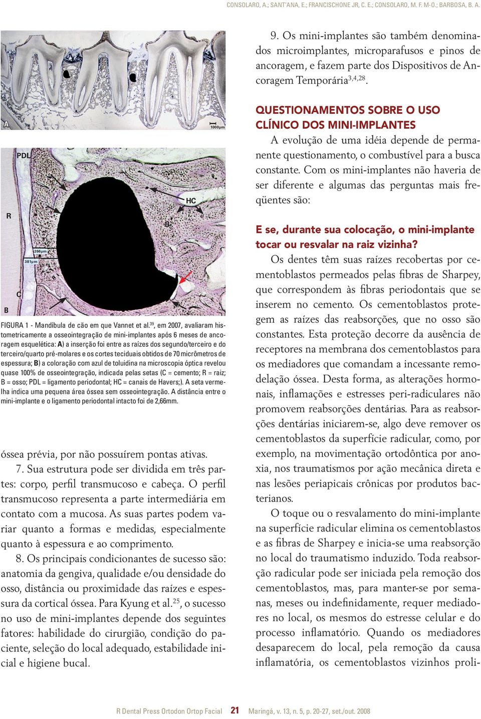 A R PDL C 381µm 266µm FIGURA 1 - Mandíbula de cão em que Vannet et al.