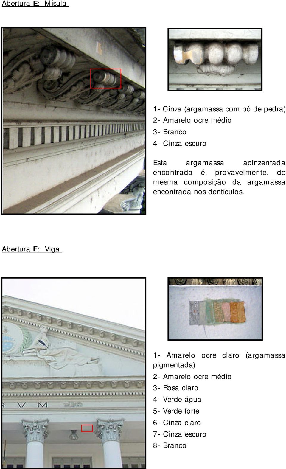 argamassa encontrada nos dentículos.