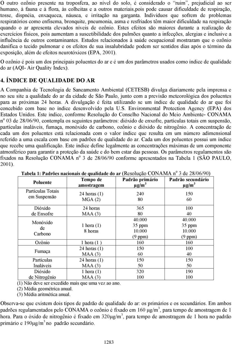 Indivíduos que sofrem de problemas respiratórios como enfisema, bronquite, pneumonia, asma e resfriados têm maior dificuldade na respiração quando o ar apresenta elevados níveis de ozônio.