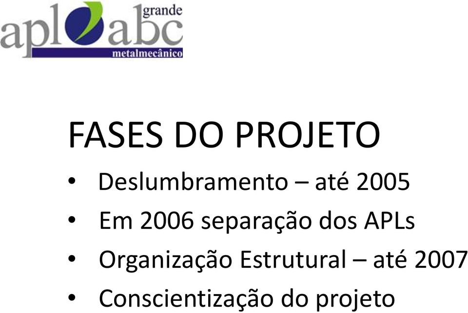 APLs Organização Estrutural até