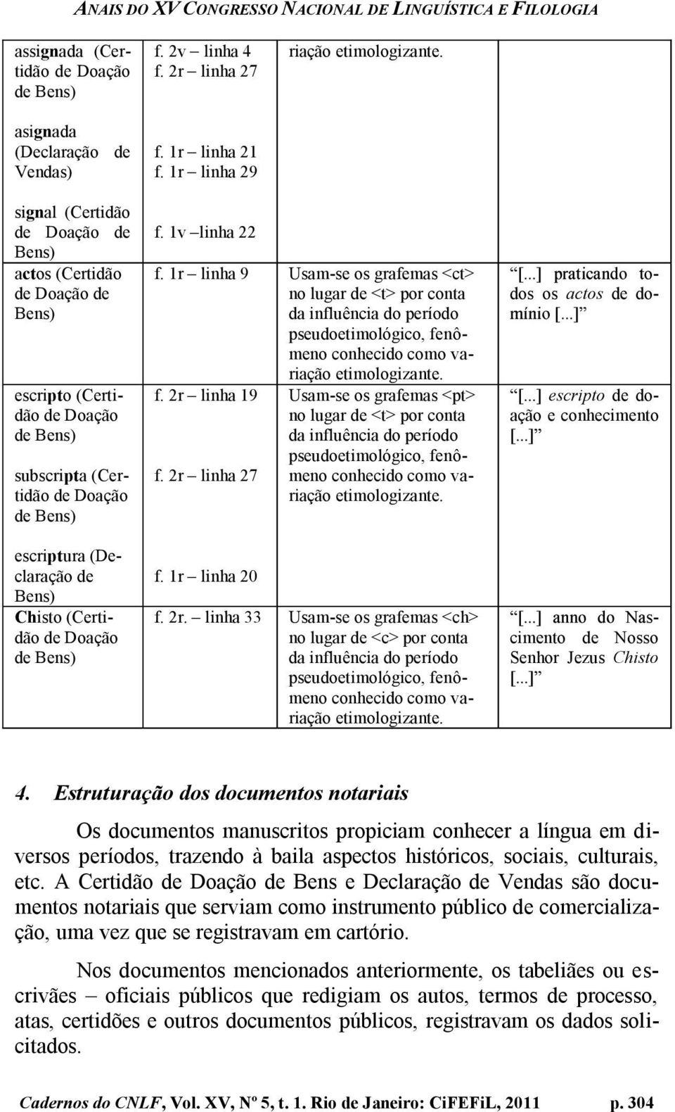 1r linha 9 Usam-se os grafemas <ct> no lugar de <t> por conta da influência do período pseudoetimológico, fe