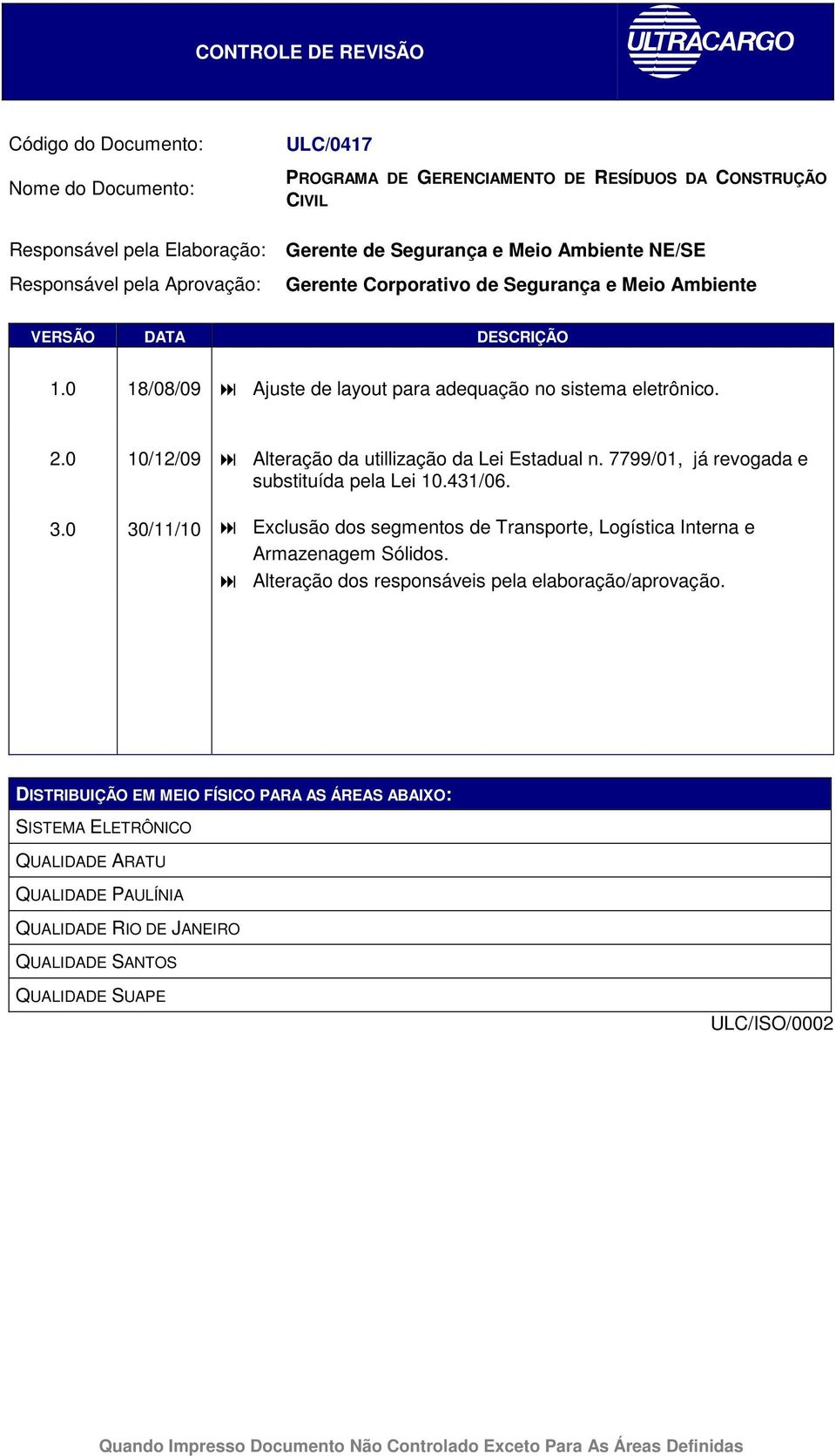 0 10/12/09 Alteração da utillização da Lei Estadual n. 7799/01, já revogada e substituída pela Lei 10.431/06. 3.