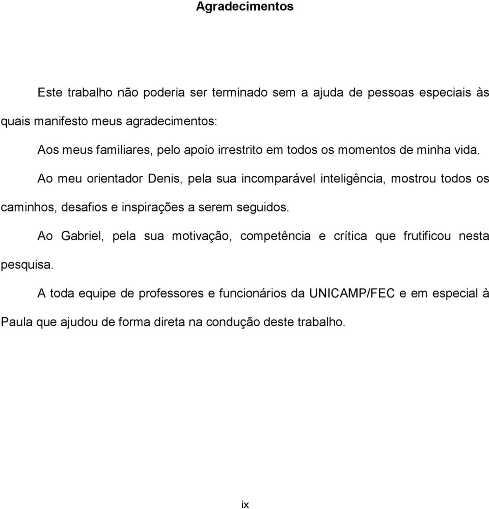 Ao meu orientador Denis, pela sua incomparável inteligência, mostrou todos os caminhos, desafios e inspirações a serem seguidos.