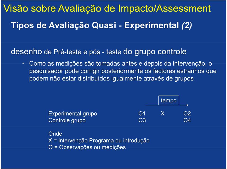 corrigir posteriormente os factores estranhos que podem não estar distribuídos igualmente através de grupos tempo