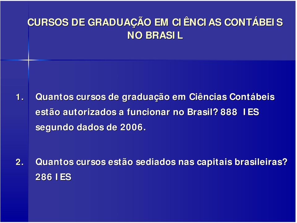 autorizados a funcionar no Brasil? 888 IES segundo dados de 2006.