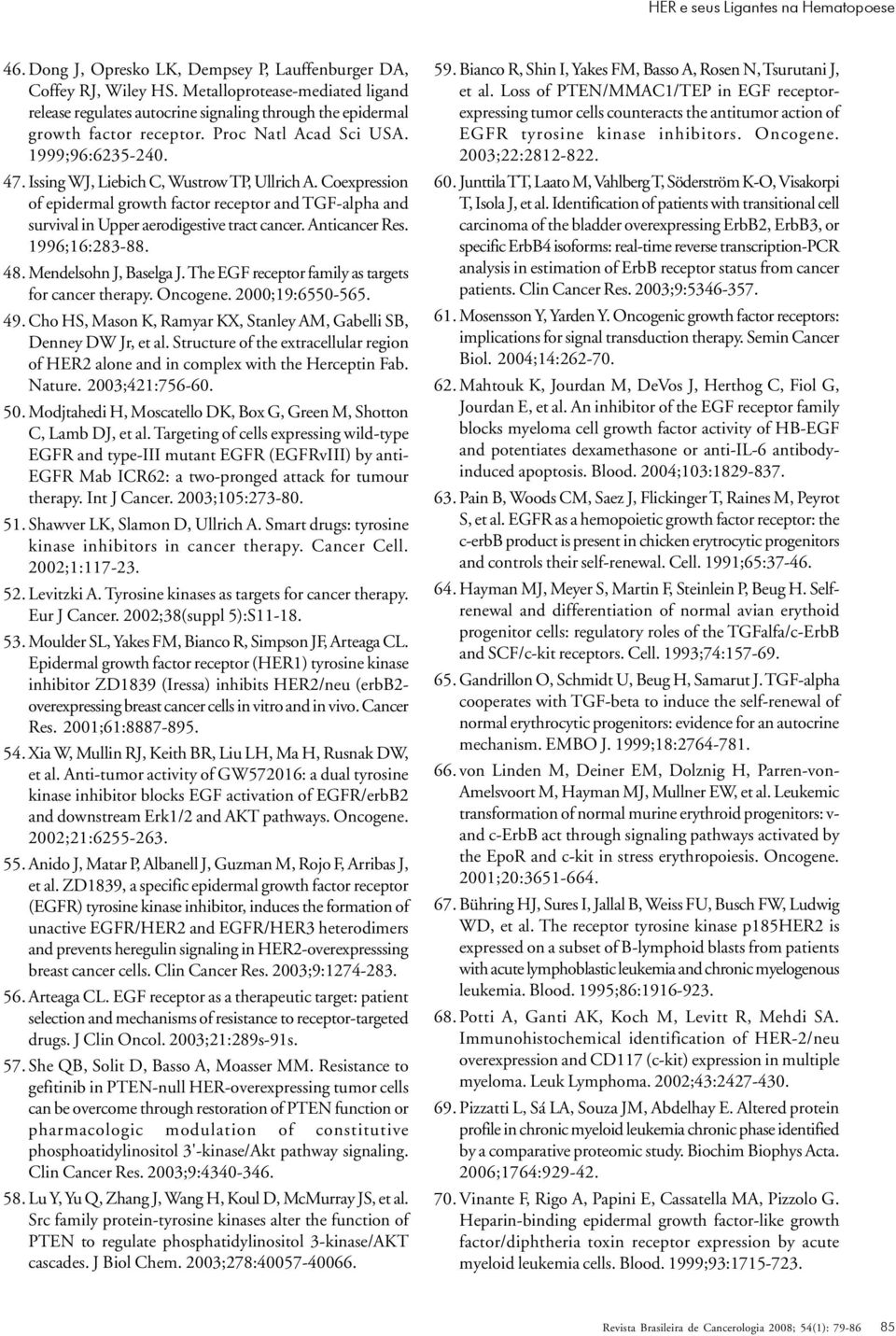 Issing WJ, Liebich C, Wustrow TP, Ullrich A. Coexpression of epidermal growth factor receptor and TGF-alpha and survival in Upper aerodigestive tract cancer. Anticancer Res. 1996;16:283-88. 48.