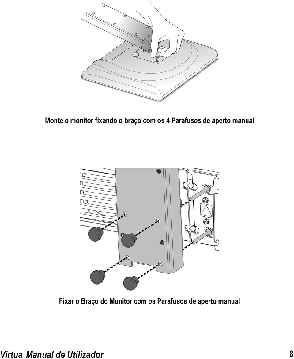 Braço do Monitor com os Parafusos de