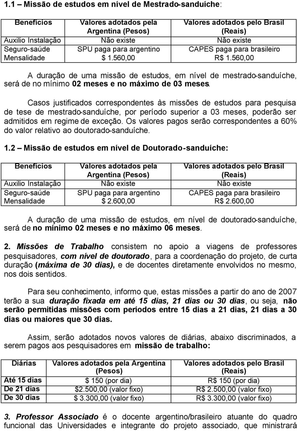 Casos justificados correspondentes às missões de estudos para pesquisa de tese de mestrado-sanduíche, por período superior a 03 meses, poderão ser admitidos em regime de exceção.