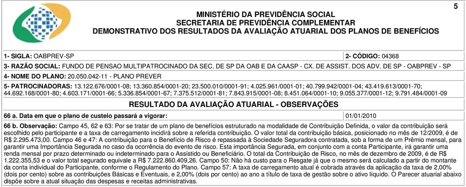 carregamento incidirá sobre a referida contribuição. O valor total da contribuição básica, posicionado no mês de 12/2009, é de R$ 2.295.473,00.