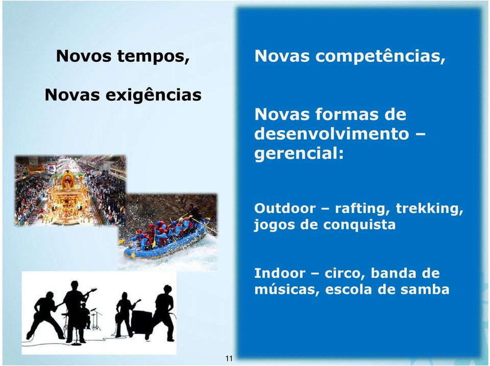 gerencial: Outdoor rafting, trekking, jogos de