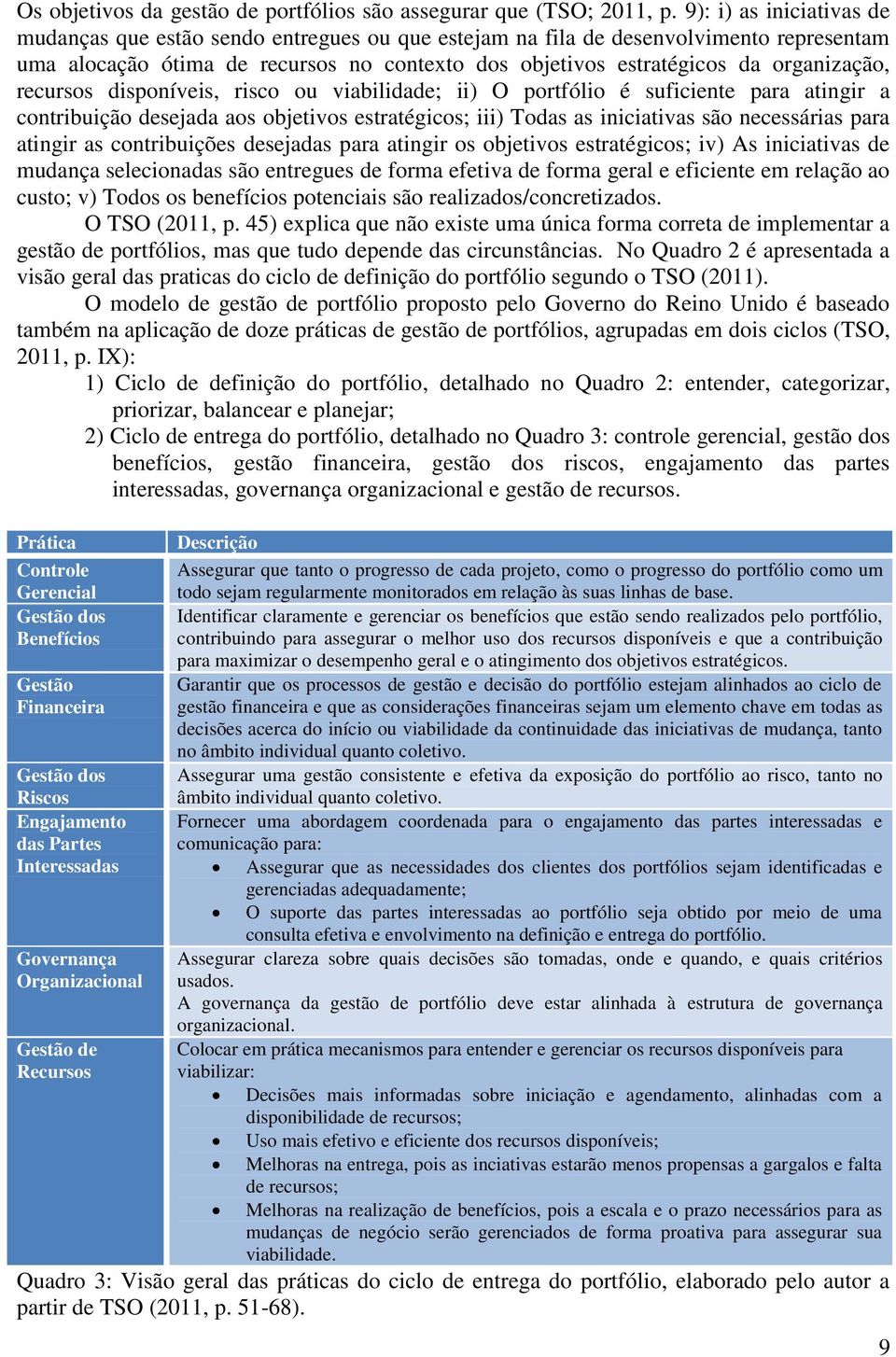 recursos disponíveis, risco ou viabilidade; ii) O portfólio é suficiente para atingir a contribuição desejada aos objetivos estratégicos; iii) Todas as iniciativas são necessárias para atingir as