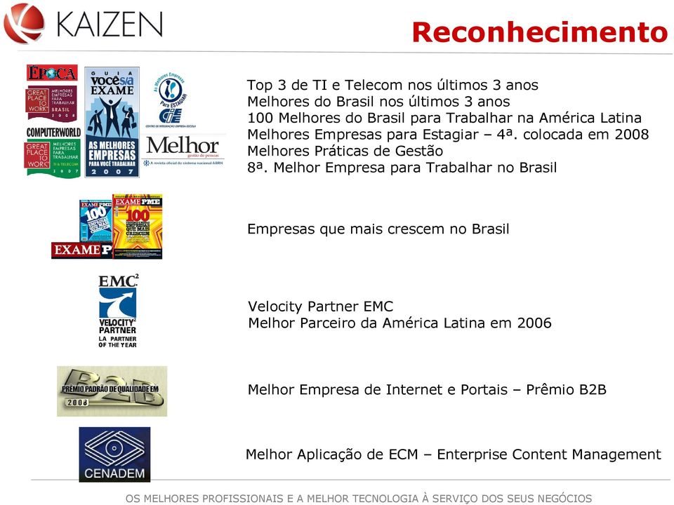 Melhor Empresa para Trabalhar no Brasil Empresas que mais crescem no Brasil Velocity Partner EMC Melhor Parceiro da