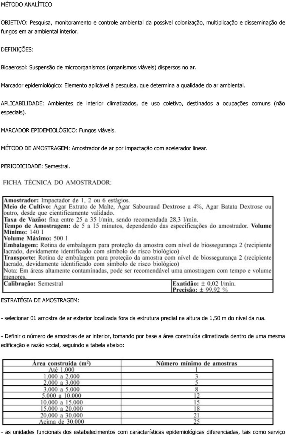 APLICABILIDADE: Ambientes de interior climatizados, de uso coletivo, destinados a ocupações comuns (não especiais). MARCADOR EPIDEMIOLÓGICO: Fungos viáveis.