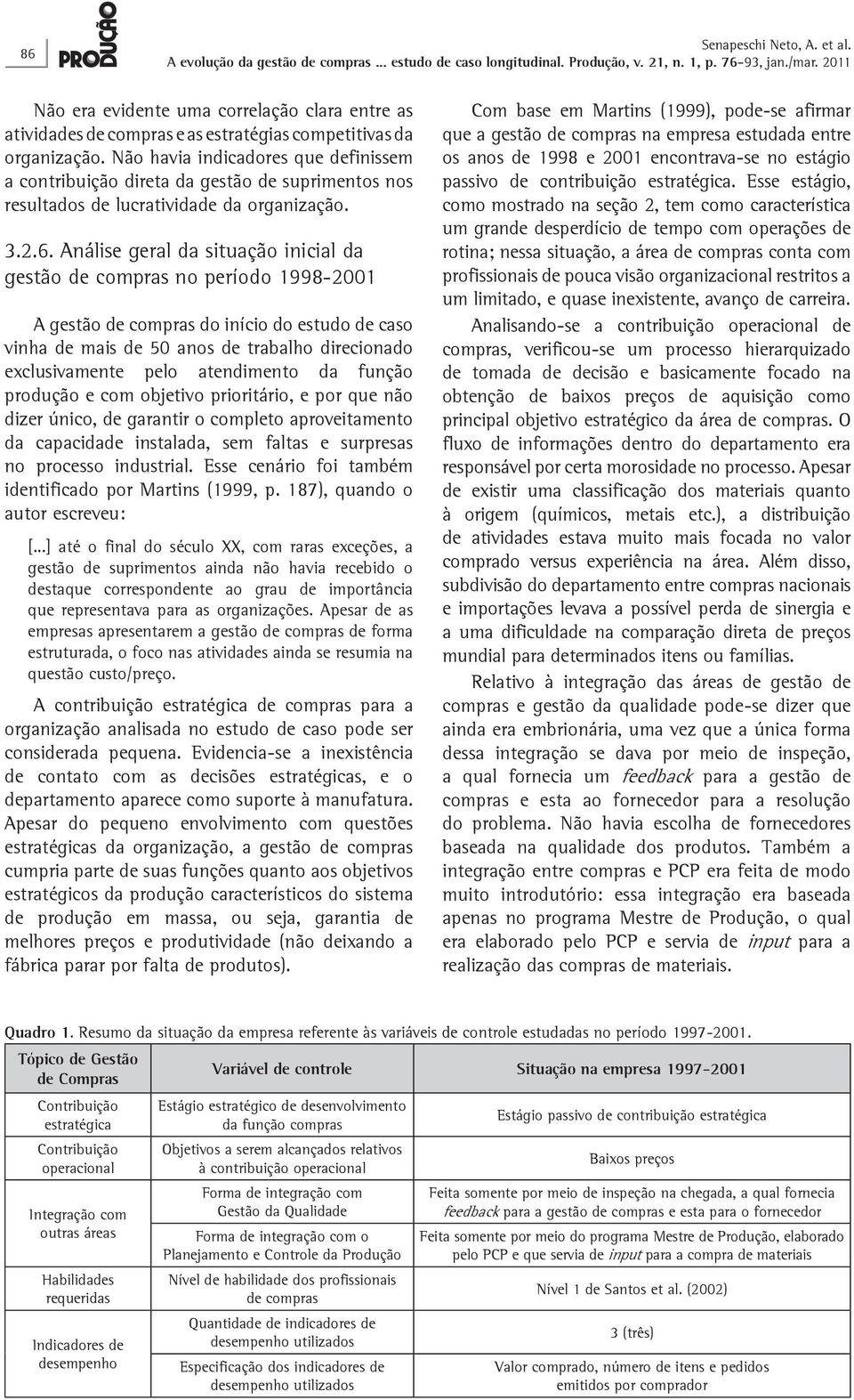 Análise geral da situação inicial da gestão de compras no período 1998-2001 A gestão de compras do início do estudo de caso vinha de mais de 50 anos de trabalho direcionado exclusivamente pelo