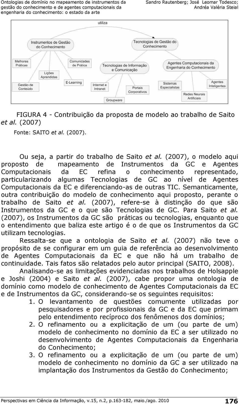 Computacionais da EC e diferenciando-as de outras TIC. Semanticamente, outra contribuição do modelo de conhecimento aqui proposto, perante o trabalho de Saito et al.