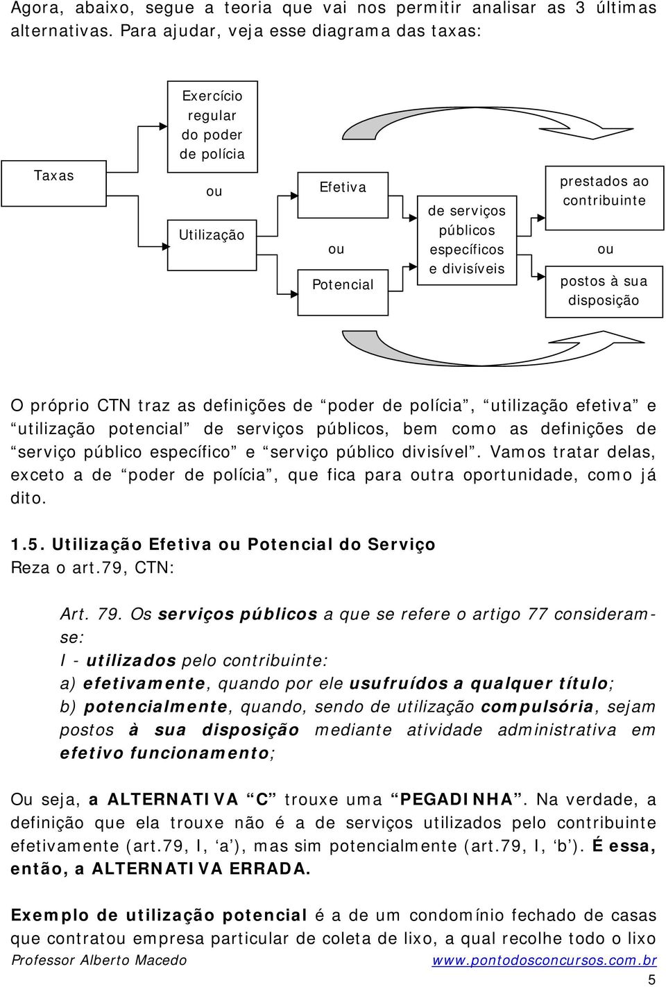 postos à sua disposição O próprio CTN traz as definições de poder de polícia, utilização efetiva e utilização potencial de serviços públicos, bem como as definições de serviço público específico e