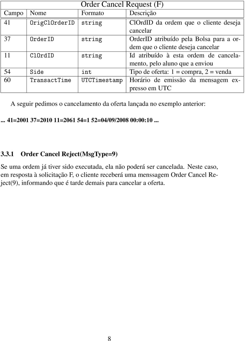 expresso em UTC A seguir pedimos o cancelamento da oferta lançada no exemplo anterior:... 41=2001 37