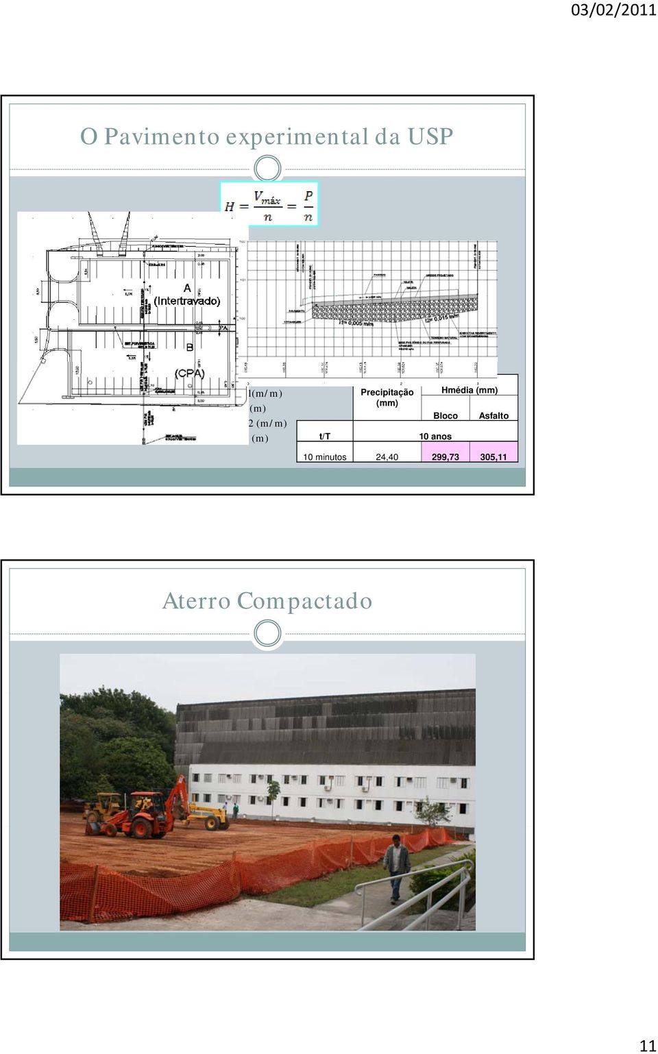 (mm) I 1 = declividade adotada no projeto na direção 1(m/m) L 1 = comprimento do reservatório na direção 1 (m) I 2 = declividade adotada no projeto na direção 2