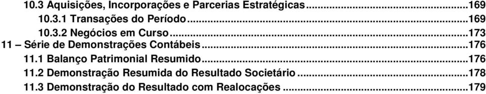 1 Balanço Patrimonial Resumido...176 11.