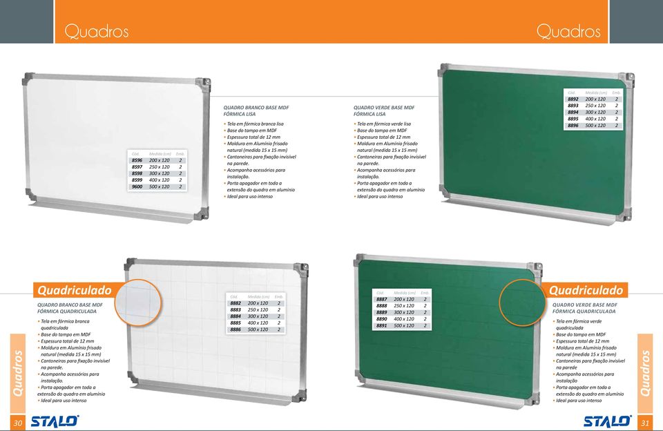 Porta apagador em toda a extensão do quadro em alumínio Ideal para uso intenso QUADRO verde BASE MDF FóRMICA LISA Tela em fórmica verde lisa Base do tampo em MDF Espessura total de 12 mm  Porta