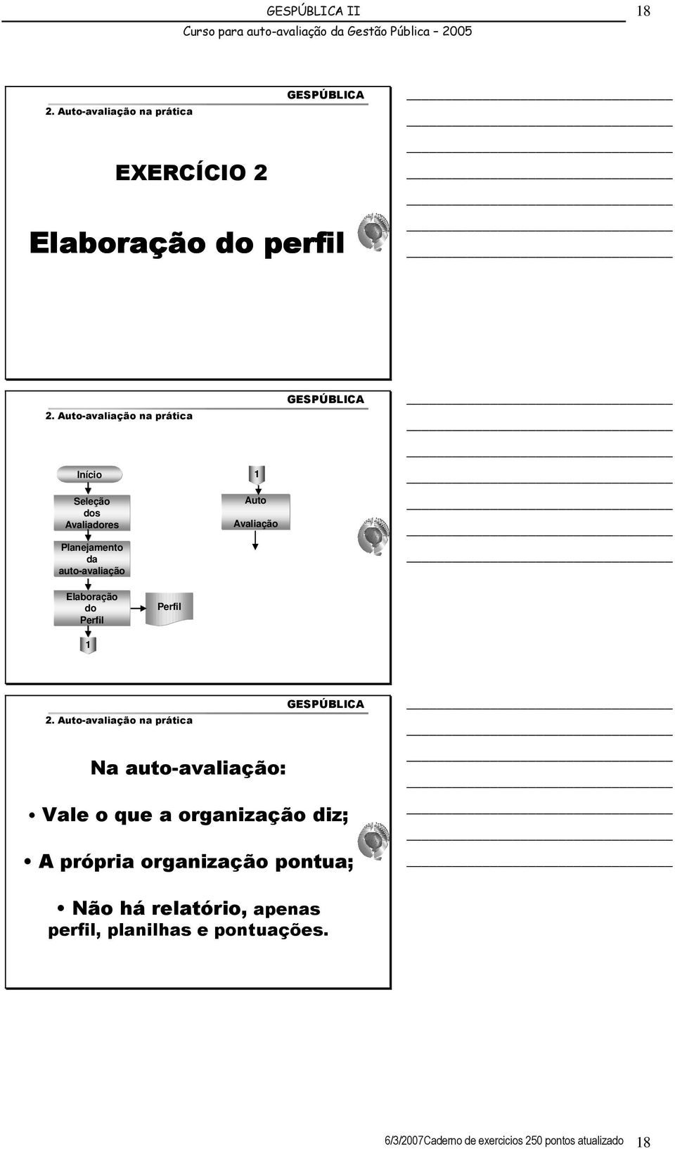 Perfil 1 Na auto-avaliação: Vale o que a organização diz; A própria