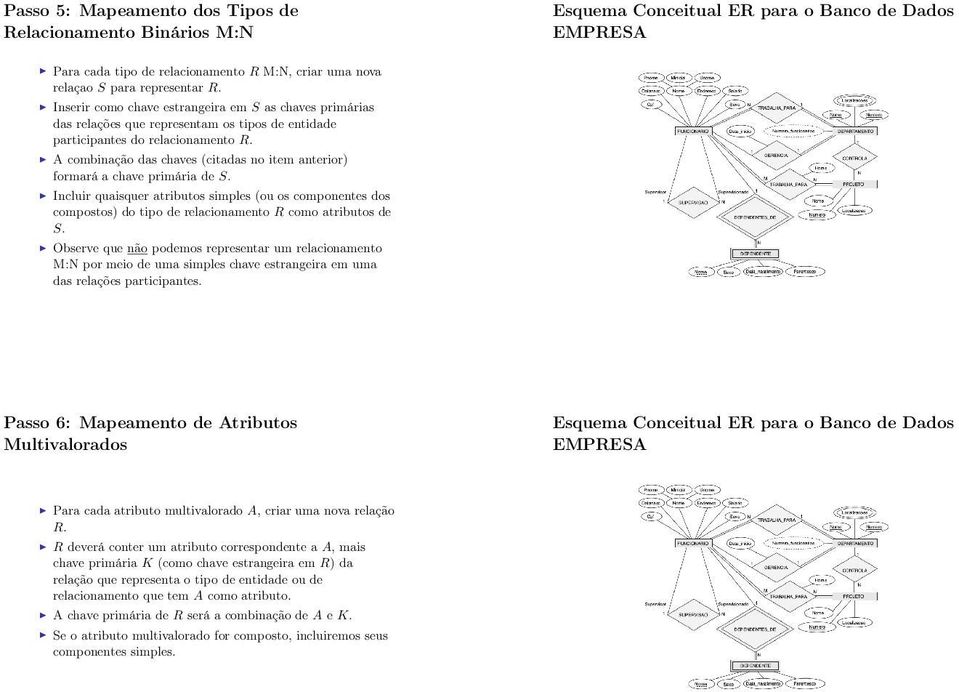 A combinação das chaves (citadas no item anterior) formará a chave primária de S. Incluir quaisquer atributos simples (ou os componentes dos compostos) do tipo de relacionamento R como atributos de S.