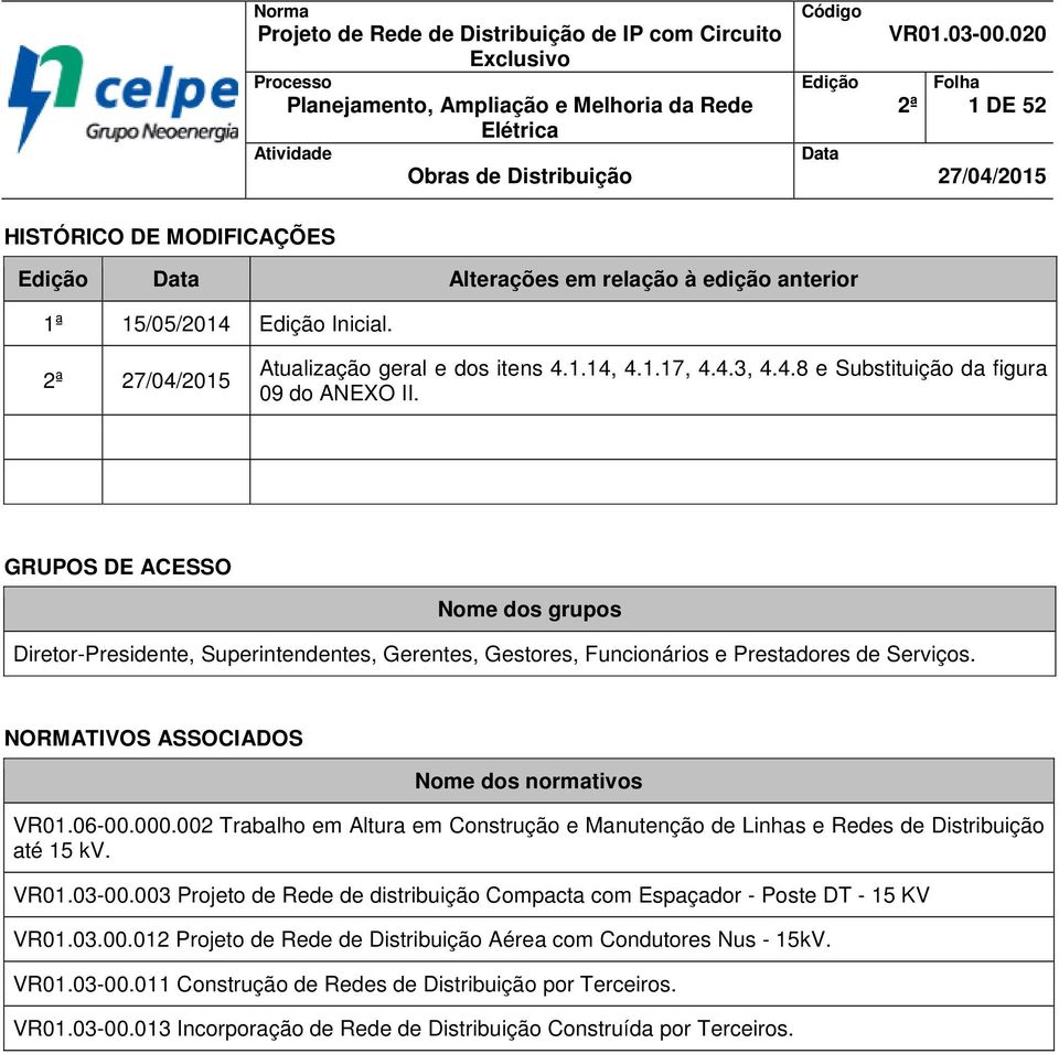 4.3, 4.4.8 e Substituição da figura 09 do ANEXO II. GRUPOS DE ACESSO Nome dos grupos Diretor-Presidente, Superintendentes, Gerentes, Gestores, Funcionários e Prestadores de Serviços.