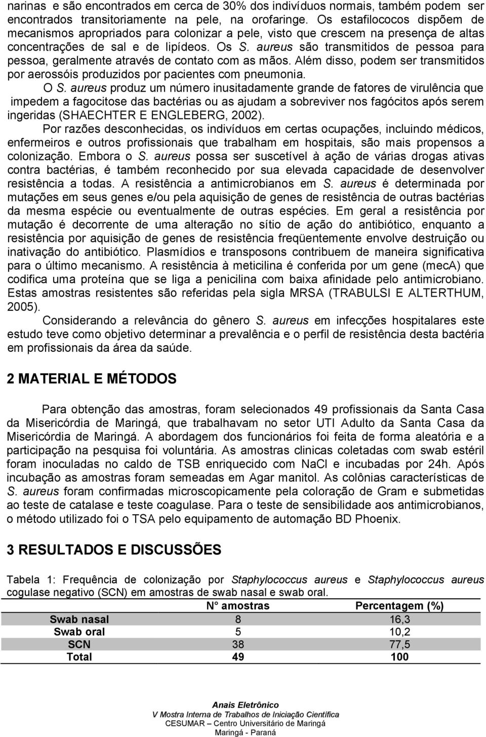 aureus são transmitidos de pessoa para pessoa, geralmente através de contato com as mãos. Além disso, podem ser transmitidos por aerossóis produzidos por pacientes com pneumonia. O S.