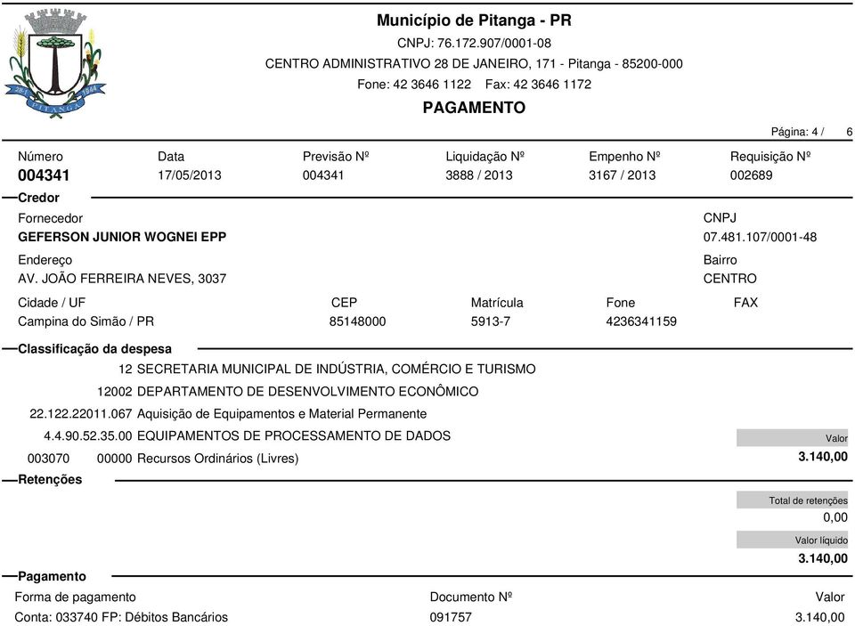 00 EQUIPAMENTOS DE PROCESSAMENTO DE DADOS 3.