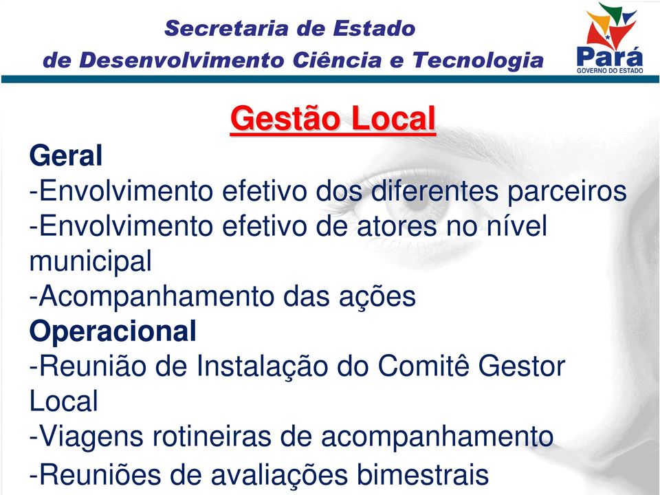 das ações Operacional -Reunião de Instalação do Comitê Gestor Local