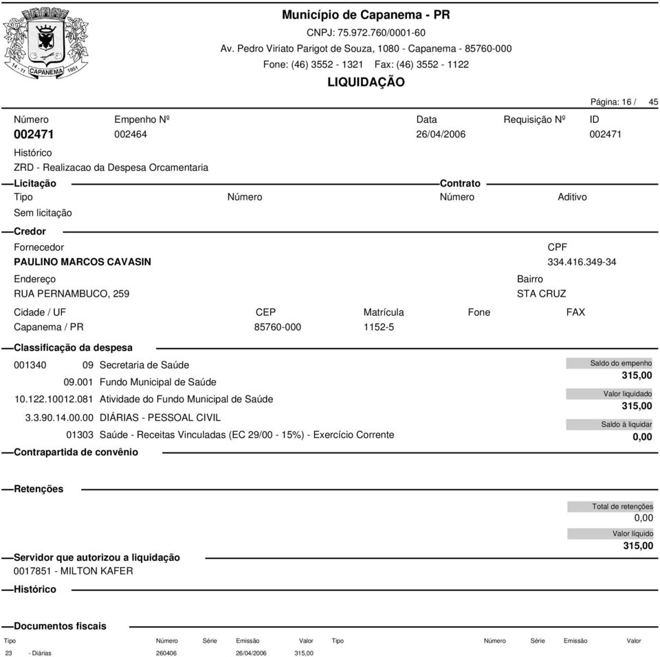 081 Atividade do Fundo Municipal de Saúde 3.3.90.14.00.