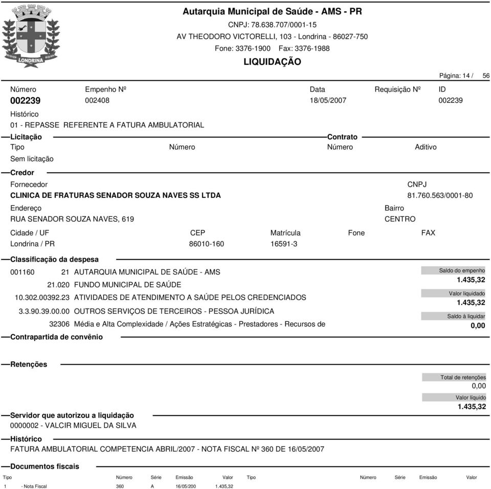 23 ATIVADES DE ATENDIMENTO A SAÚDE PELOS CREDENCIADOS 1.435,32 1.