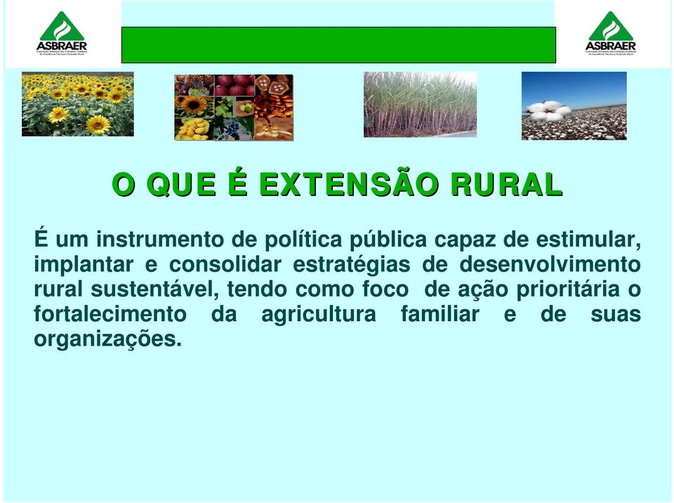 desenvolvimento rural sustentável, tendo como foco de ação