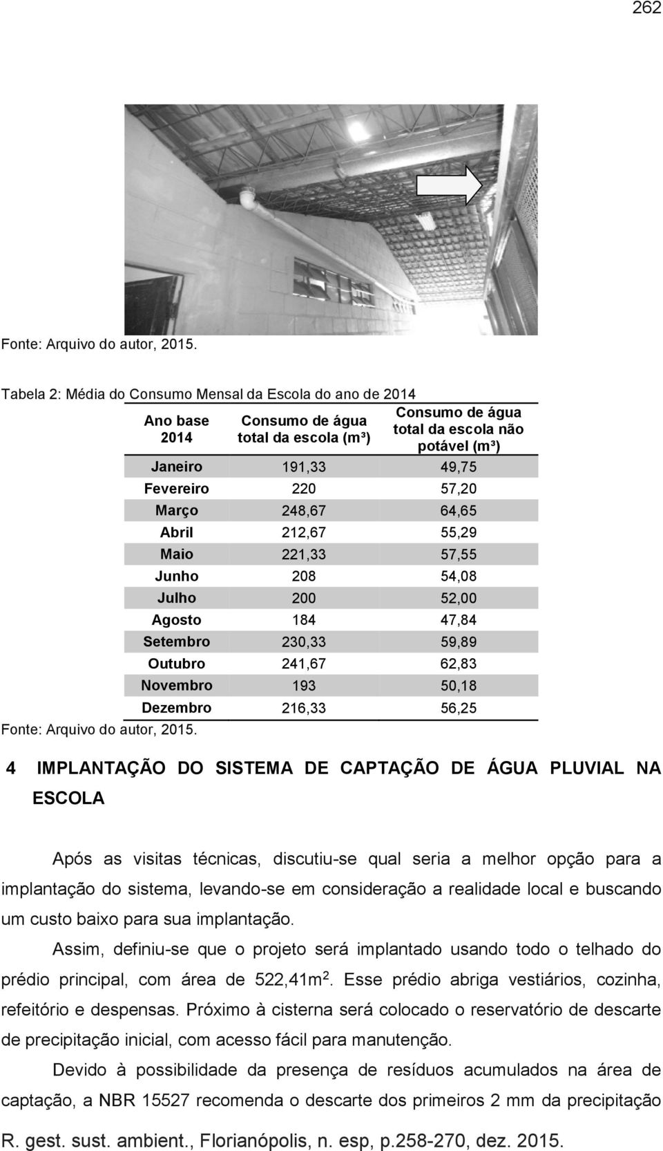 IMPLANTAÇÃO DO SISTEMA DE CAPTAÇÃO DE ÁGUA PLUVIAL NA ESCOLA Após as visitas técnicas, discutiu-se qual seria a melhor opção para a implantação do sistema, levando-se em consideração a realidade