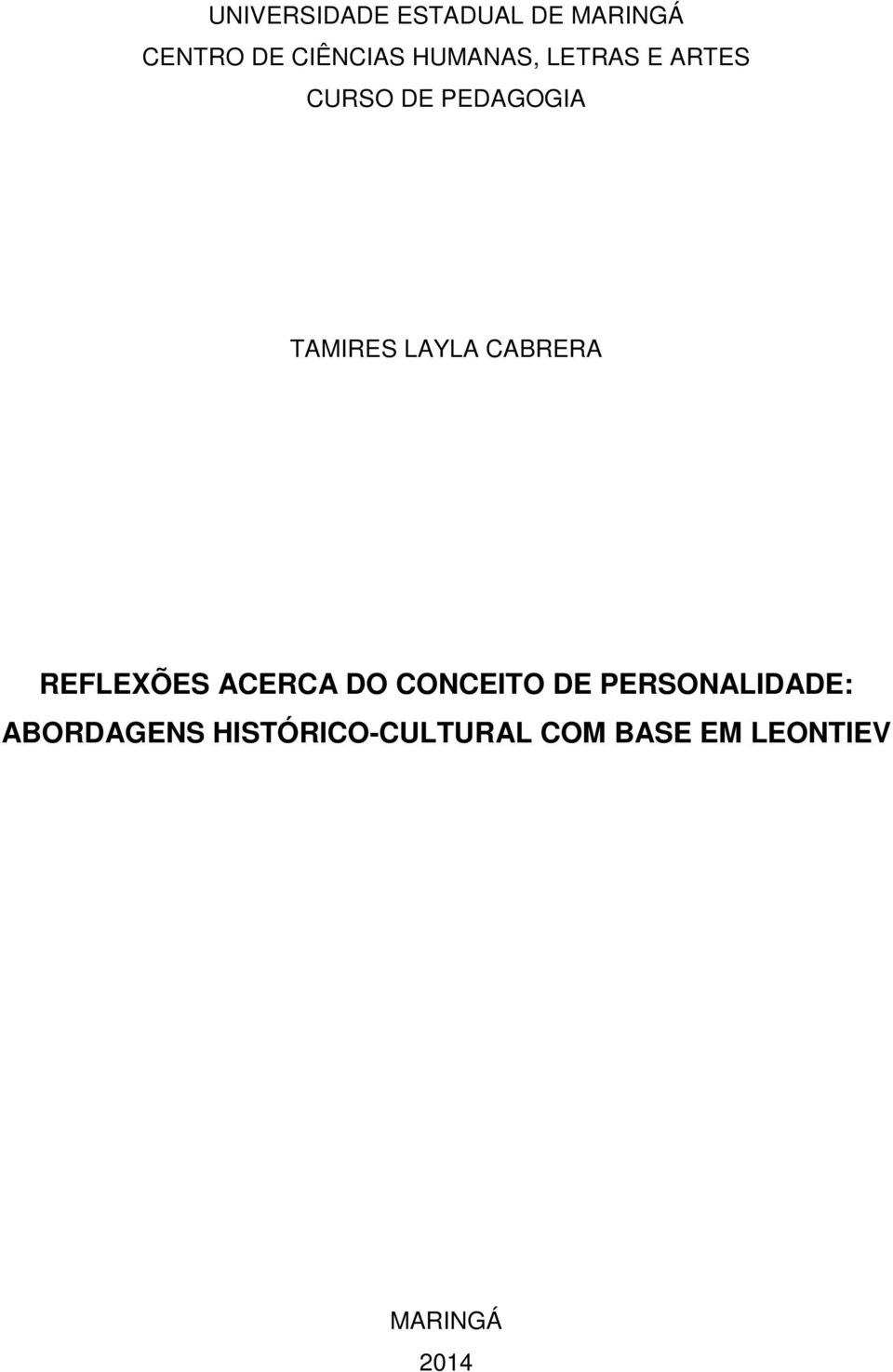 CABRERA REFLEXÕES ACERCA DO CONCEITO DE PERSONALIDADE: