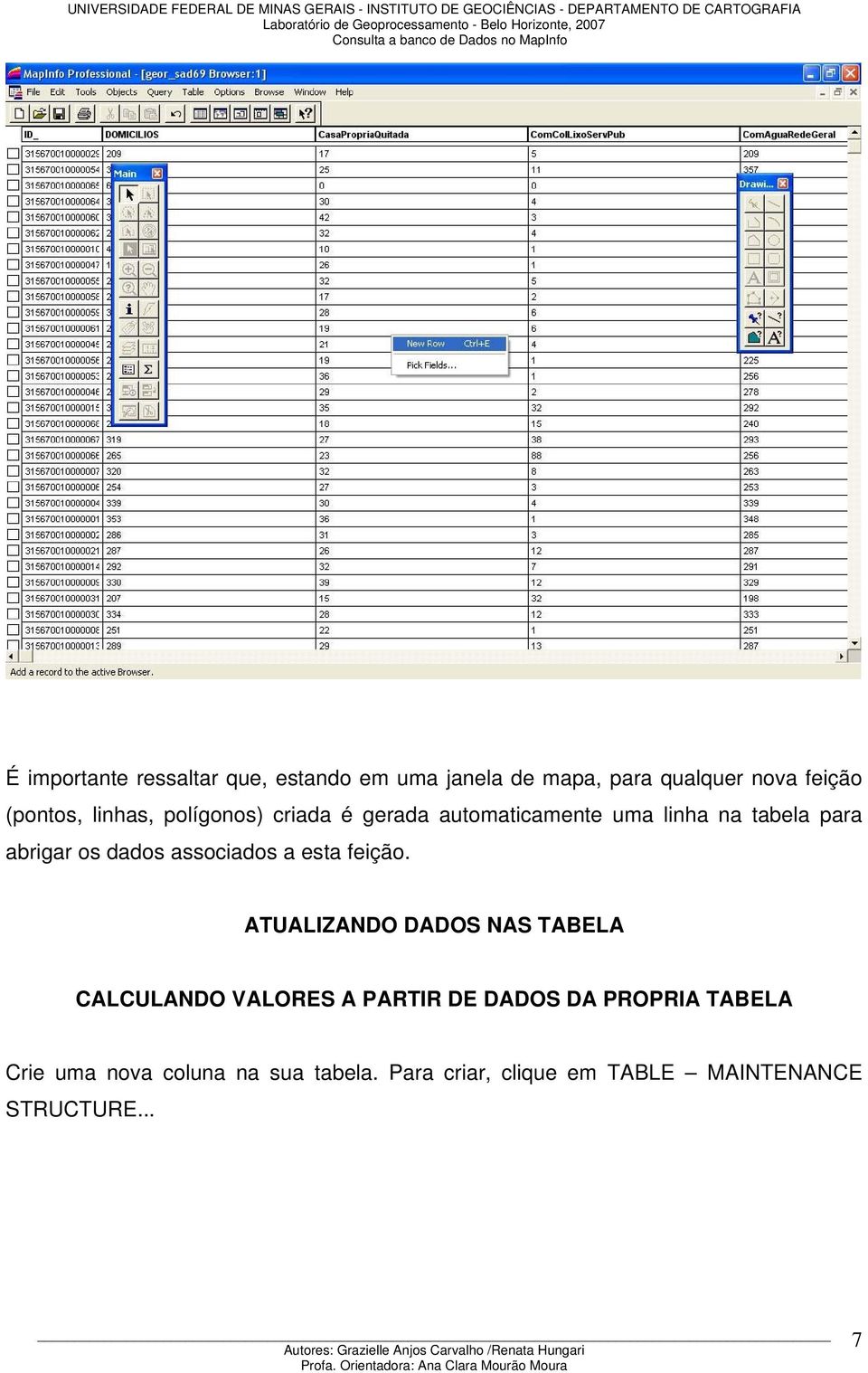 associados a esta feição.