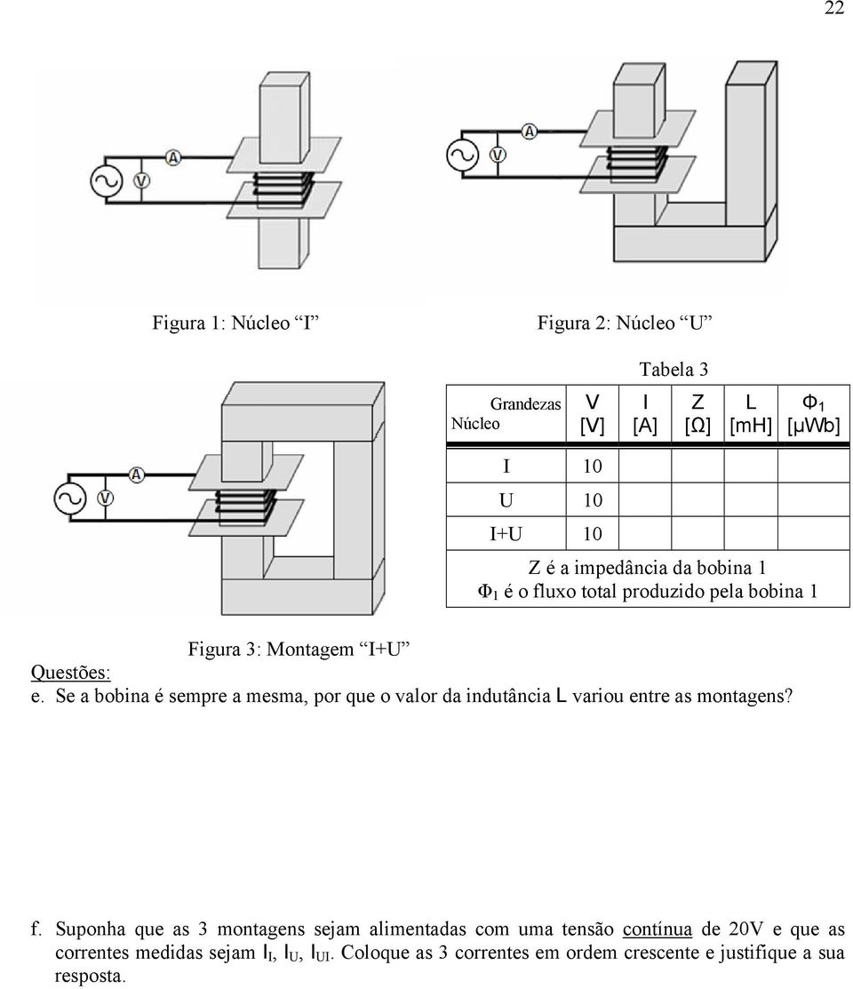 Se a bobina é sempre a mesma, por que o valor da indutância L variou entre as montagens? f.