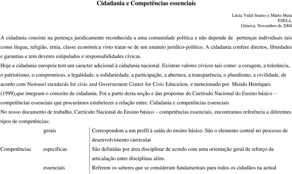 A cidadania confere direitos, liberdades e garantias e tem deveres estipulados e responsabilidades cívicas. Hoje a cidadania europeia tem um caracter adicional à cidadania nacional.