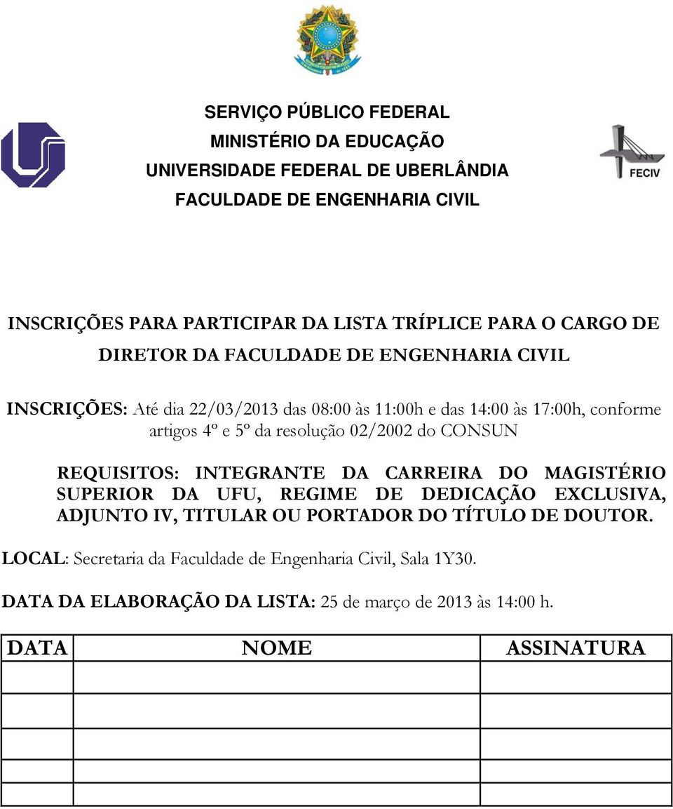 MAGISTÉRIO SUPERIOR DA UFU, REGIME DE DEDICAÇÃO EXCLUSIVA, ADJUNTO IV, TITULAR OU PORTADOR DO TÍTULO DE DOUTOR.