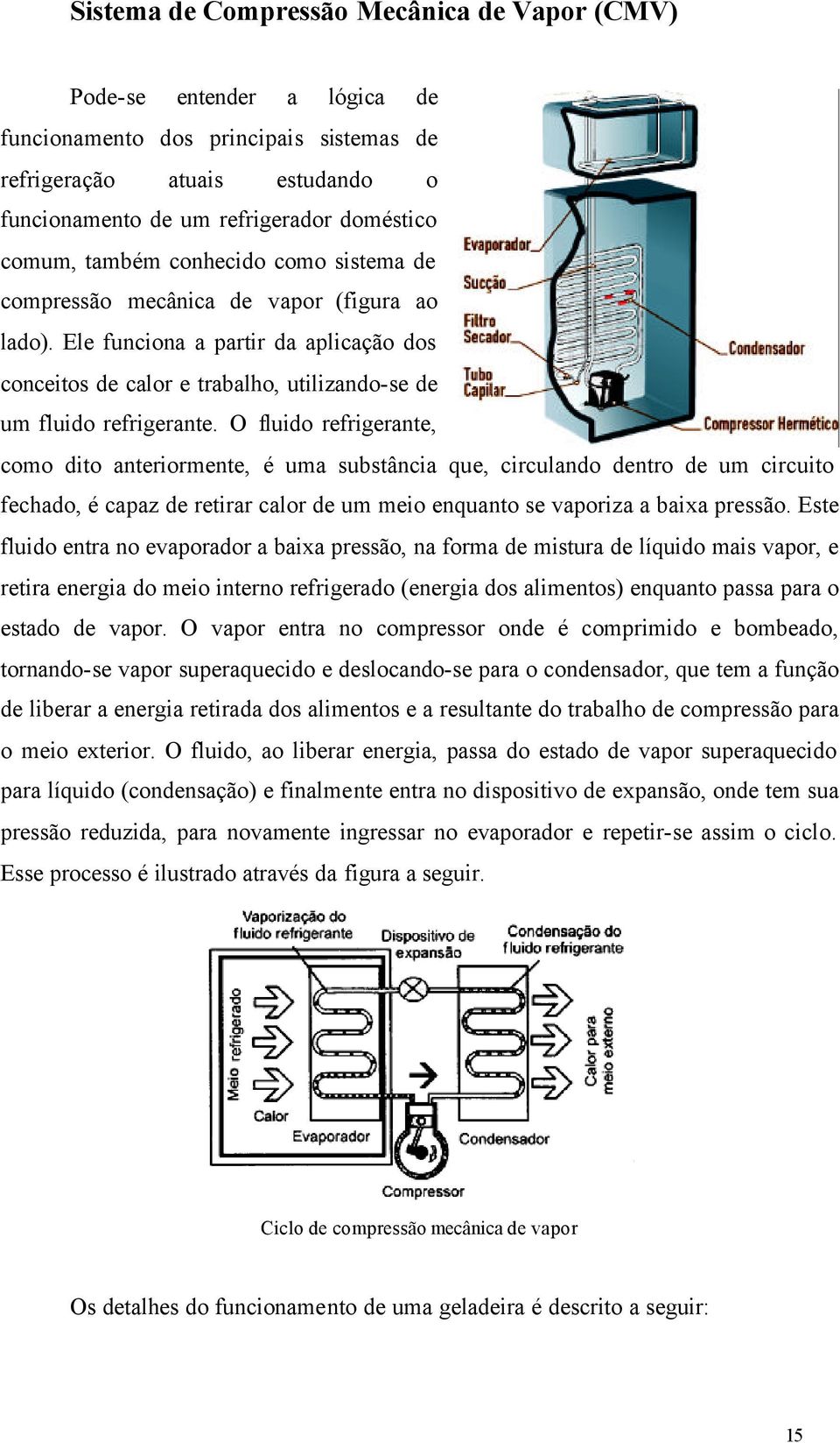 O fluido refrigerante, como dito anteriormente, é uma substância que, circulando dentro de um circuito fechado, é capaz de retirar calor de um meio enquanto se vaporiza a baixa pressão.