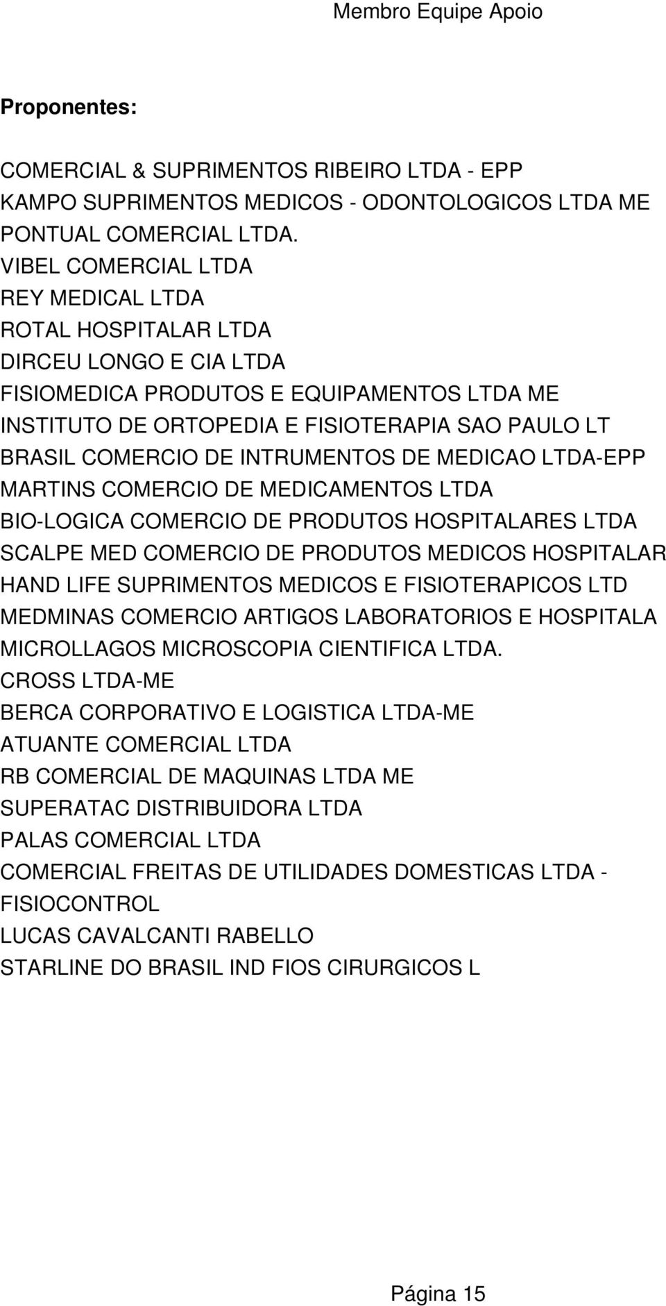 FISIOTERAPIA SAO PAULO LT MARTINS COMERCIO DE MEDICAMENTOS LTDA RES LTDA R MICROLLAGOS MICROSCOPIA CIENTIFICA LTDA.