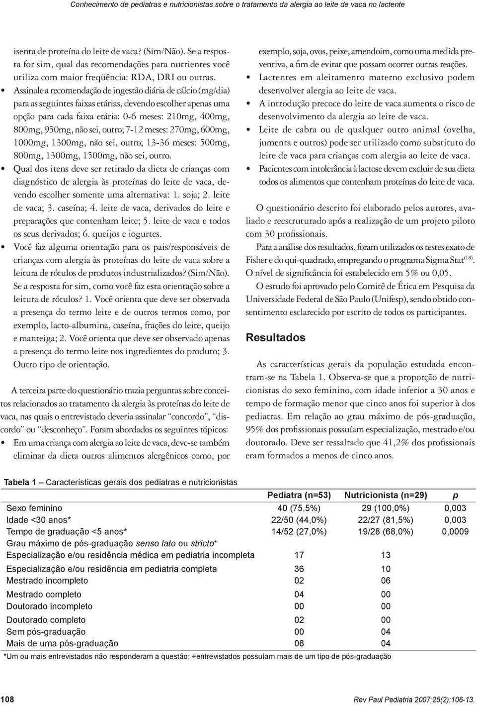 Assinale a recomendação de ingestão diária de cálcio (mg/dia) para as seguintes faixas etárias, devendo escolher apenas uma opção para cada faixa etária: 0-6 meses: 210mg, 400mg, 800mg, 950mg, não