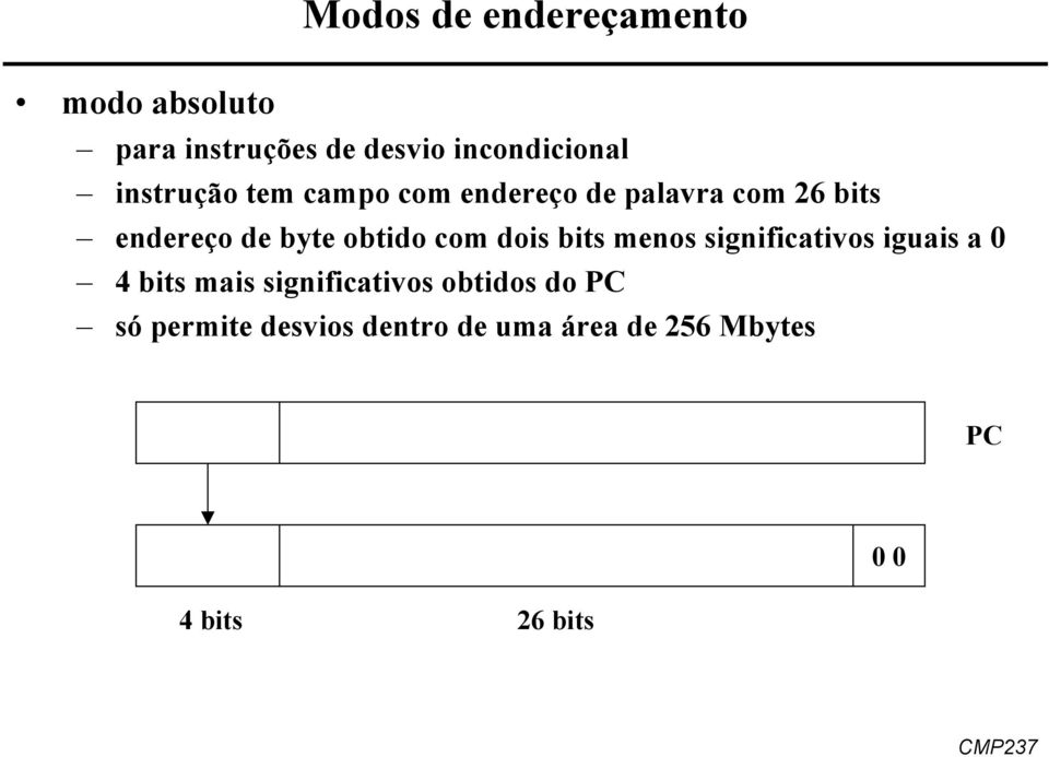 com dois bits menos significativos iguais a 0 4 bits mais significativos