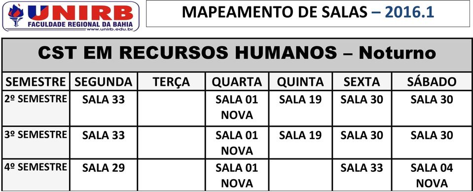 SEXTA SÁBADO 2º SEMESTRE 33 01 19 30 30