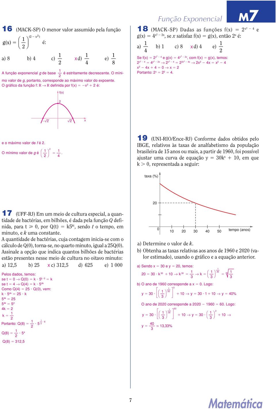 O gráfico da função f: ς Θ ς definida por f() é: f() e o máimo valor de f é. O mínimo valor de g é.